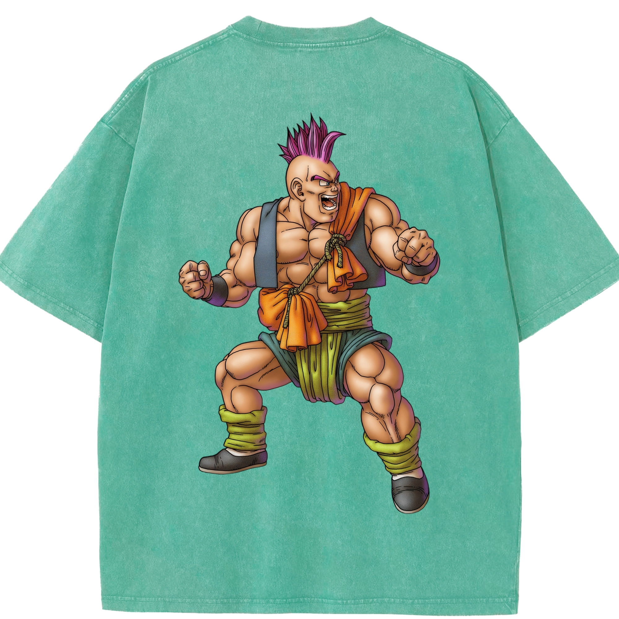（画像用） ドラゴンクエスト Doragon Kuesuto Dragon Quest 綿100% ヴィンテージ風 半袖Tシャツ（背面プリント）